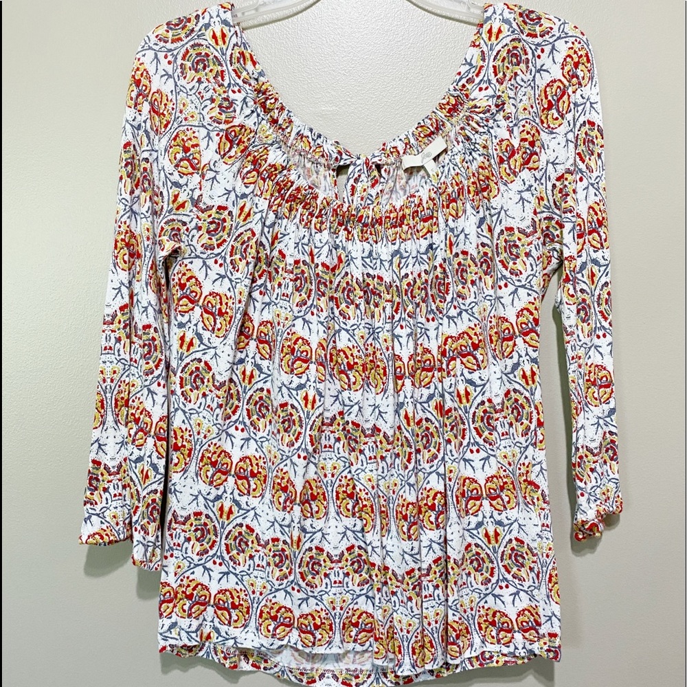 Joie Floral Long Sleeve Off Shoulder Blouse